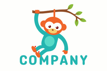 A playful hanging monkey is a logo