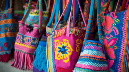 Fototapeta premium Image of the collection of colorful handbags.