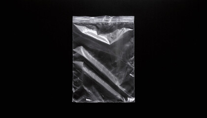 plastic package bag on black