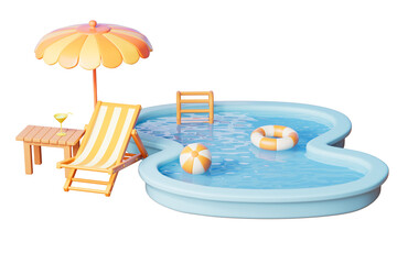 3d rendering summer swimming pool