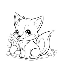 Cute Fox Printable Coloring Pages for Children Hand-Drawn Vector Illustration