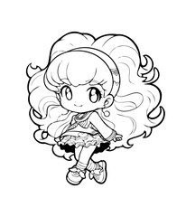 Cute Girl Printable Coloring Pages for Children Hand-Drawn Vector Illustration