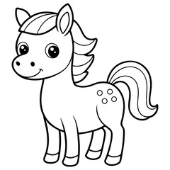 children's coloring book horse in black and white