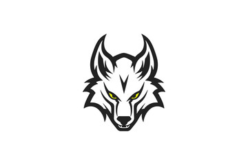 White Wolf Head Logo - Gaming Mascot with Menacing Expression