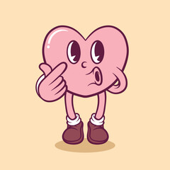 Cute hand drawn heart Mascot character illustration