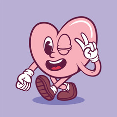 Cute hand drawn heart Mascot character illustration