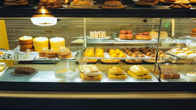 Delicious pastries displayed in a charming Parisian bakery during the afternoon
