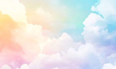 watercolor background with clouds-generative ai