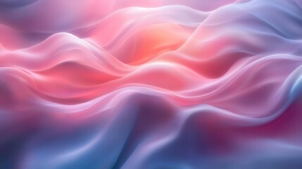 Obraz premium ethereal abstract background with flowing pink and blue waves soft pastel hues blending into dreamy curved lines and luminous highlights