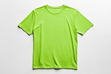 A striking green t-shirt viewed from the front on a white background, clearly spotlighting its vibrant hue and straightforward design for casual appeal.