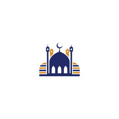 Mosque Logo.  This is a minimalist mosque logo that has seven domes, designed in a line style so it looks elegant.