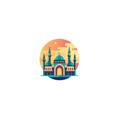 Mosque Logo.  This is a minimalist mosque logo that has seven domes, designed in a line style so it looks elegant.