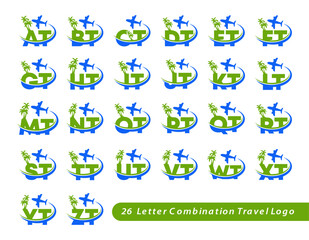 Air travel Letter combination vector logo. letter
mark travel logo illustration. travel agency and tourism logo set.