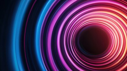 Glowing rings of light in a dark space, abstract design, futuristic visual art, vibrant contrast, modern digital creativity