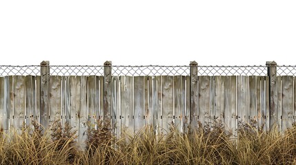 Old Wooden Fence With Chain Link