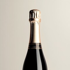 Elegant and Sophisticated Champagne Bottle Centerpiece Captured on a Simple Light Background Highlighting the Luxury and of the Bubbly Beverage