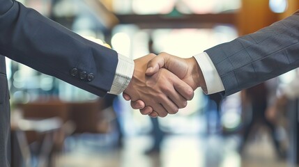 Trust and Collaboration: Businessmen Handshake in Office Setting