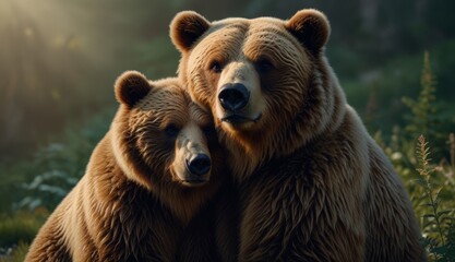 Intimate Moment Between Grizzly Bears