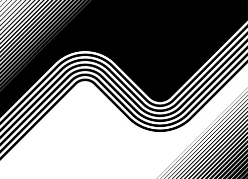 Transition from black to white with a modern striped pattern of retro lines. A pattern of parallel lines. Modern sports vector background for covers, ads, videos, games. With space for text. Arrows