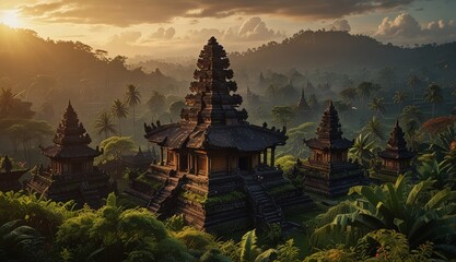 Serene Sunset Over Ancient Temples