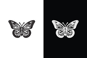 Butterfly vector icon with black and white background