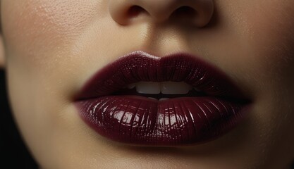 Naklejka premium Close-Up of Glossy Lip Makeup