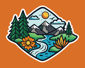 nature t shirt and sticker design vector illustration