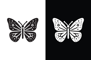 Butterfly vector icon with black and white background