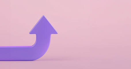 A vibrant purple arrow on a soft pink background, symbolizing growth, direction, and positivity in design and communication.