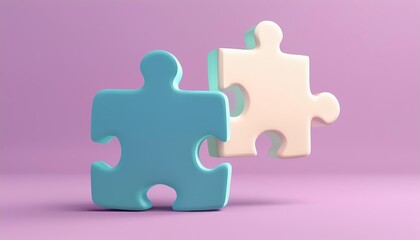 Fototapeta premium Colorful puzzle pieces on a soft background symbolize problem-solving and creativity in a modern, minimalistic style.