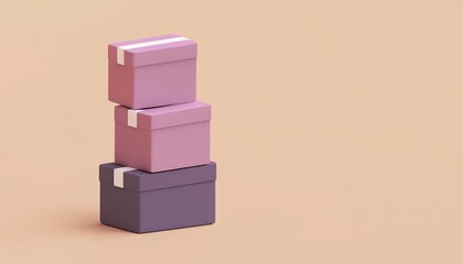 Obraz premium Stacked colorful boxes in soft tones, perfect for gift wrapping themes and minimalist designs.