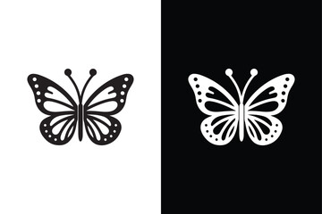 Butterfly vector icon with black and white background