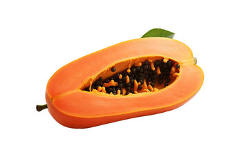 High-resolution papaya isolated on transparent background for culinary design projects, health-themed illustrations, and fresh organic produce concepts