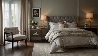 Fototapeta premium Serene Bedroom Interior Design