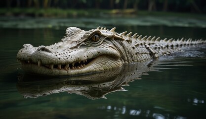Naklejka premium Majestic Crocodile in Still Waters