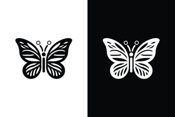 Butterfly vector icon with black and white background