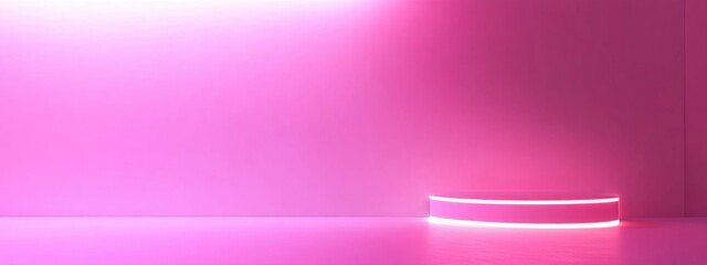3D rendering of a blank pastel pink studio background suitable for product display featuring a copy space banner for advertising purposes
