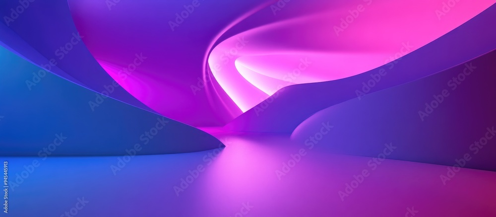 Poster 3d rendering of an abstract geometric background in purple and blue hues ideal for advertising techn