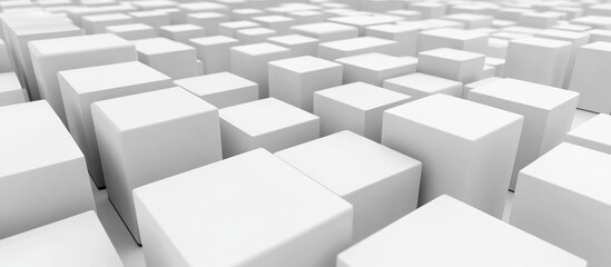 Obraz premium 3D illustration featuring numerous blank cubes arranged in perspective against a white background
