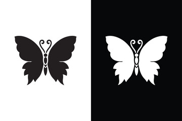 Butterfly vector icon with black and white background