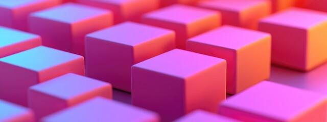 Obraz premium 3D coral color cubes arranged on a minimal studio background Abstract geometric shape illustration for showcasing cosmetic or fashion products