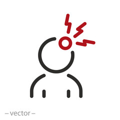 headache icon, head pain, thin line vector illustration