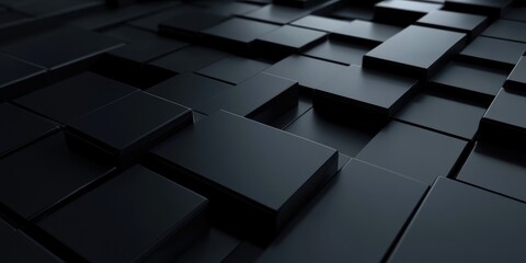 Fototapeta premium 3D rendering of a black abstract geometric background suitable for advertising showcasing technology modern aesthetics sports gaming cosmetics luxury and display purposes Sci fi illustration for p