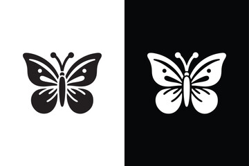 Butterfly vector icon with black and white background