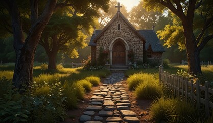 Obraz premium Charming Stone Church in Nature