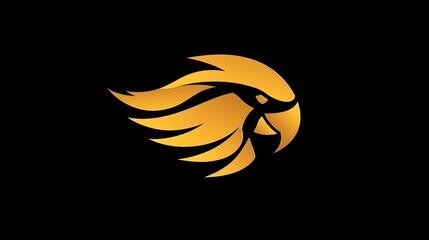 Obraz premium A minimalist golden eagle logo set against a black background, golden eagle logo, minimalist logo