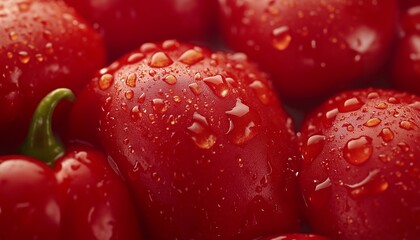 Bell pepper texture closeup and fresh waterdrop organic raw botanical garden