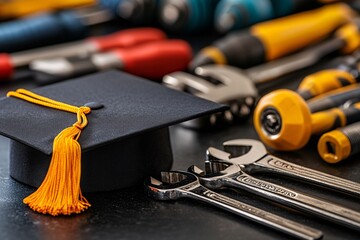 Graduation Cap and Tools.