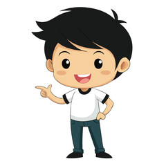 Asian Boy Vector Illustration Cartoon Character 