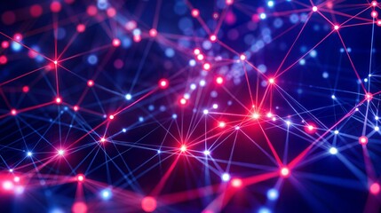 Fototapeta premium Abstract network visualization glowing nodes interconnected web data visualization concept